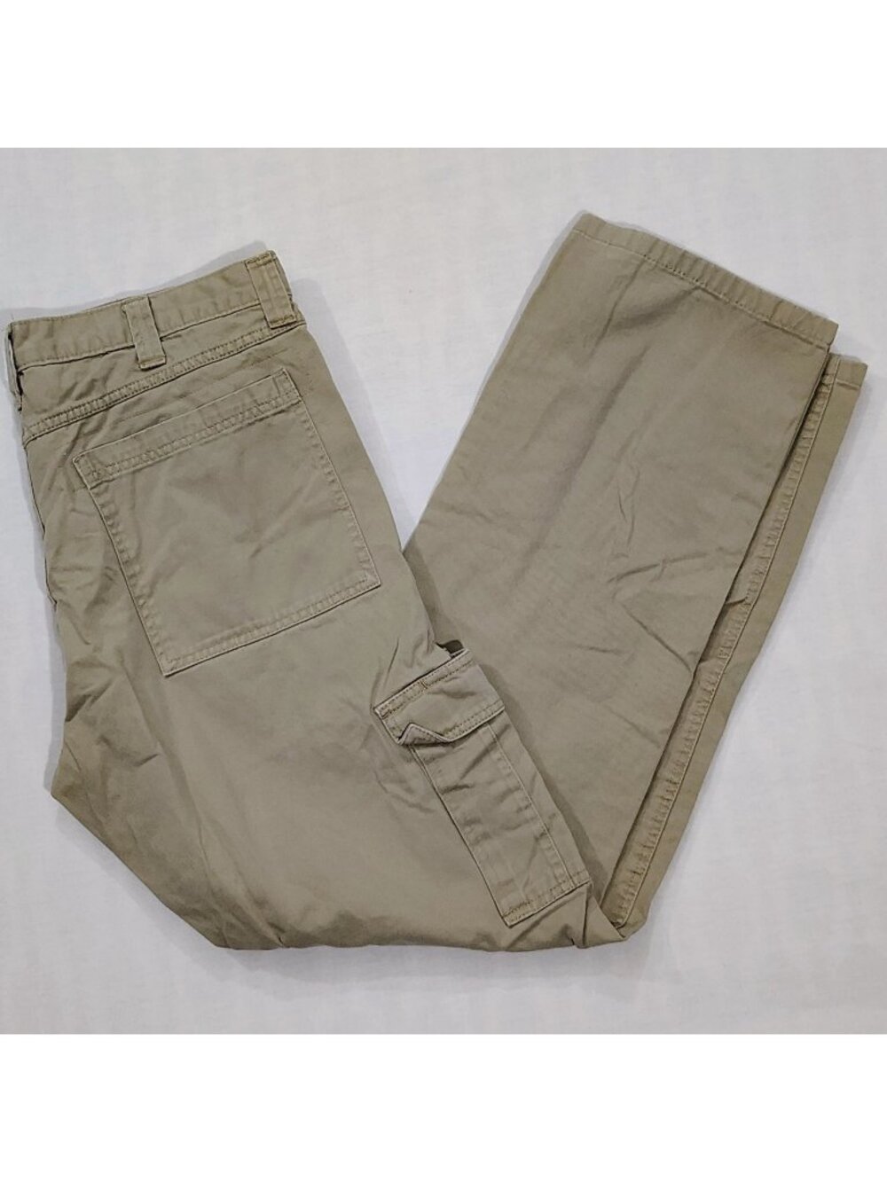Wrangler Khaki Cargo Pants Mens Size 34 x 34 Straight Leg Pockets Cotton Tan